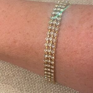 Vintage triple strand tennis bracelet, 7.5”